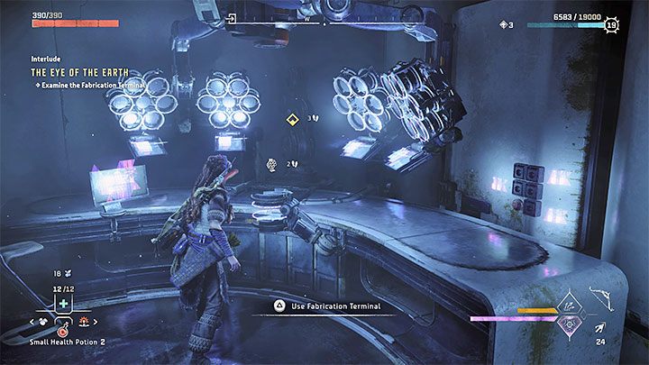 Po pierwszej rozmowie z GAJĄ wyruszcie w stronę laboratorium - to jedno z pomieszczeń na głównym piętrze Bazy - Horizon Forbidden West: Oko Ziemi (The Eye of the Earth) - solucja, opis przejścia - Horizon Forbidden West - poradnik do gry