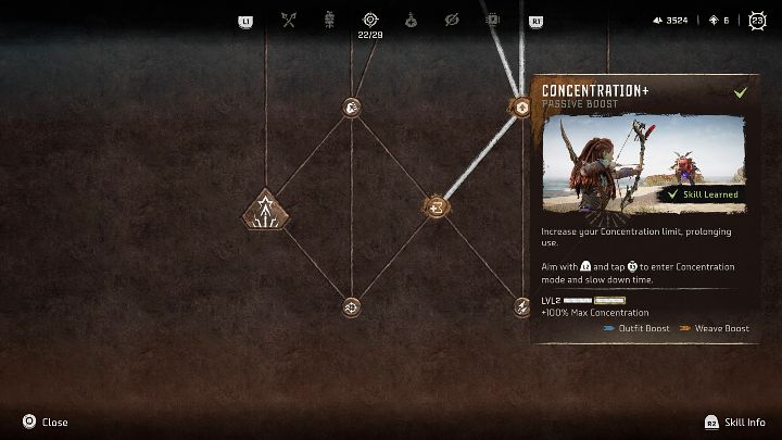 W grze Horizon Forbidden West możecie wydłużyć efekt Koncentracji / Skupienia poprzez zainwestowanie punktów umiejętności w następujące zdolności - Horizon Forbidden West: Jak aktywować spowolnienie czasu (Koncentracja)? - Horizon Forbidden West - poradnik do gry