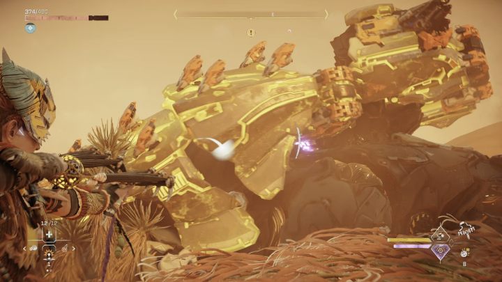 Muszlokłap jest potężną maszyną, która posiada liczne bronie na swoim pancerzu, zadaje obrażenia od lodu oraz potrafi zakopywać się pod ziemią i atakować znienacka - Horizon Forbidden West: Piaskownia (Stillsands) - lista wszystkich kontraktów - Horizon Forbidden West - poradnik do gry