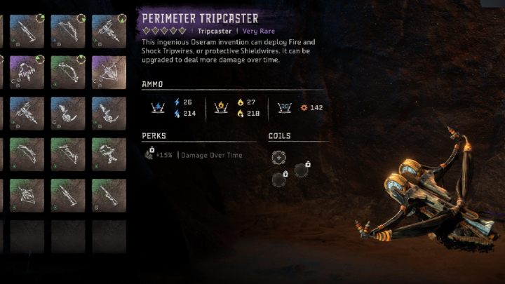 Po ukończeniu zadania dostaniecie broń Potykacz przedpola (Perimeter Tripcaster), która zadaje potężne obrażenia od ognia i porażenia oraz posiada tarczę ochronną - Horizon Forbidden West: Krew za krew (Blood for Blood) - solucja, opis przejścia - Horizon Forbidden West - poradnik do gry