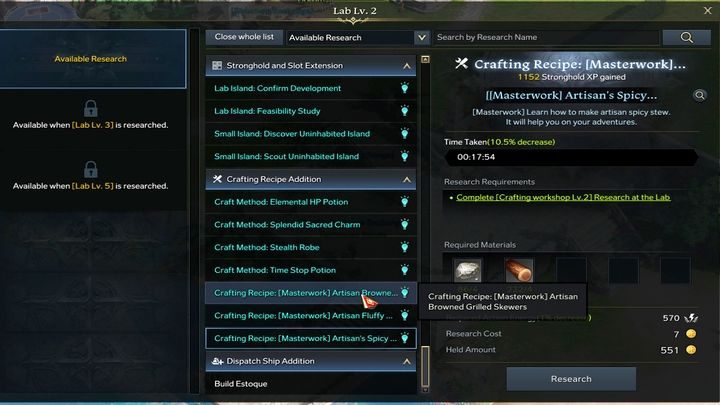 Nowe przepisy otrzymacie wraz z postępami poziomu, ilvl, poziomu Twierdzy i rozbudową. - Lost Ark: Twierdza (Stronghold) - Lost Ark - poradnik do gry