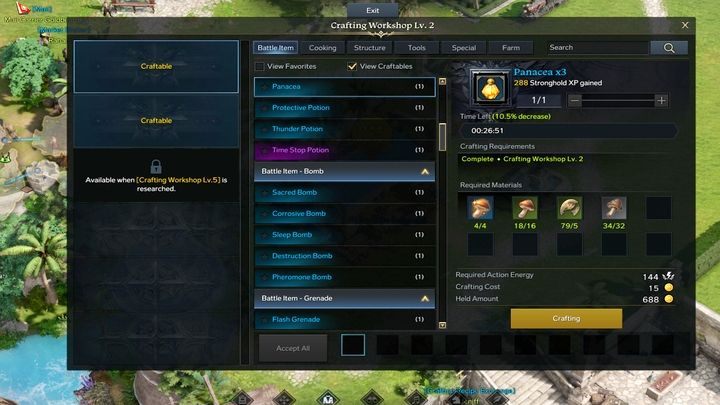 Warsztat to miejsce, gdzie możecie tworzyć nowe przedmioty (crafting) - tak użytkowe, jak mikstury leczenia, jak również dodające buffy czy lepsze narzędzia - Lost Ark: Twierdza (Stronghold) - Lost Ark - poradnik do gry