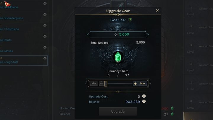 W nowym oknie musicie zapełnić pasek wykorzystując wskazaną ilość Harmony Crystals i srebra - Lost Ark: Honing - podnoszenie ilvl - Lost Ark - poradnik do gry 