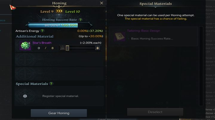 W kolejnym oknie ujrzycie szansę na ulepszenie - Lost Ark: Honing - podnoszenie ilvl - Lost Ark - poradnik do gry 