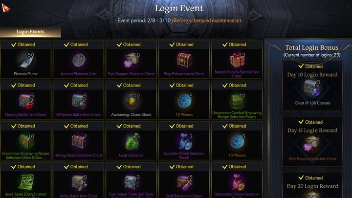 Za logowanie się do gry podczas trwania wydarzenia, możecie zgarnąć różne nagrody - Lost Ark: Codzienne aktywności - lista wszystkich - Lost Ark - poradnik do gry 