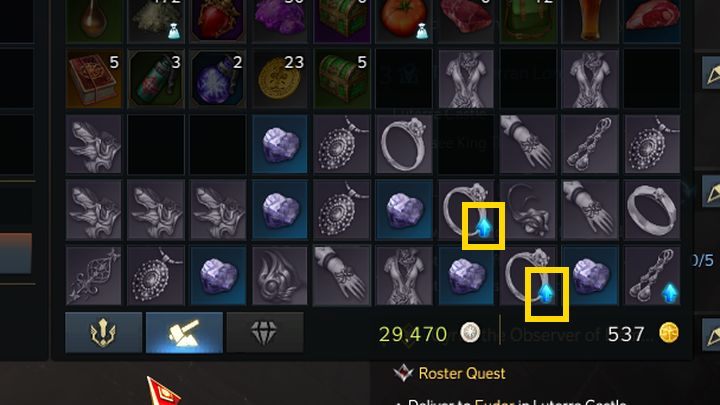 Jeśli nie wiecie, które przedmioty wybierać, a które rozbierać, po prostu sugerujcie się małymi niebieskimi ikonami strzałek przy przedmiocie - Lost Ark: Porady na start - Lost Ark - poradnik do gry 