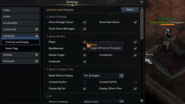 W menu opcji macie możliwość ustalenia paska zdrowia nad głową bohatera - Lost Ark: Porady na start - Lost Ark - poradnik do gry 