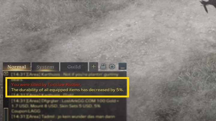 Uwaga - w przypadku śmierci, tracicie 5% wytrzymałości Waszego ekwipunku - Lost Ark: Śmierć i leczenie - Lost Ark - poradnik do gry