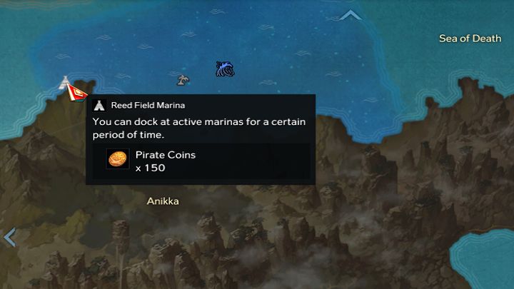 W punktach z ikoną namiotu - Marina - możecie naprawić swój statek nie zatrzymując się w porcie - Lost Ark: Podróże statkiem - Lost Ark - poradnik do gry 