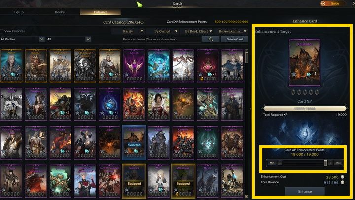 Aby ulepszać karty, należy przejść do zakładki Enhance - Lost Ark: Karty (Cards) - czym są, ulepszanie talii - Lost Ark - poradnik do gry