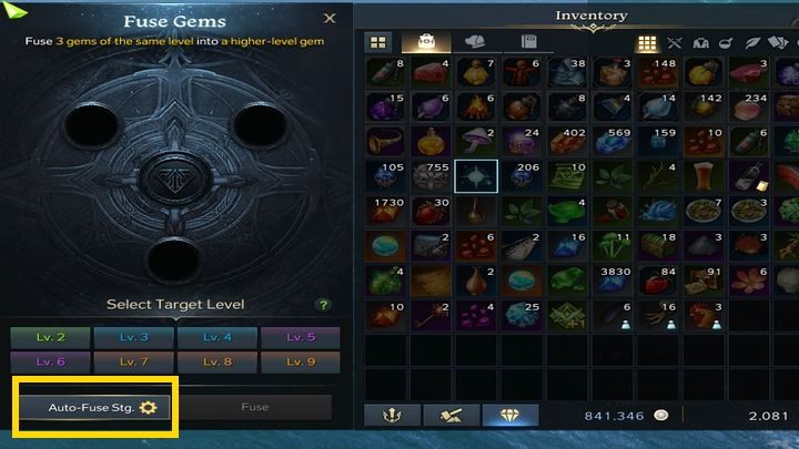 Z poziomu ekwipunku (ikona klejnotu) możecie dokonać zamiany trzech dowolnych klejnotów tego samego poziomu, na jeden klejnot wyższego poziomu - Lost Ark: Klejnoty (Gems) - czym są, jak pozyskiwać? - Lost Ark - poradnik do gry