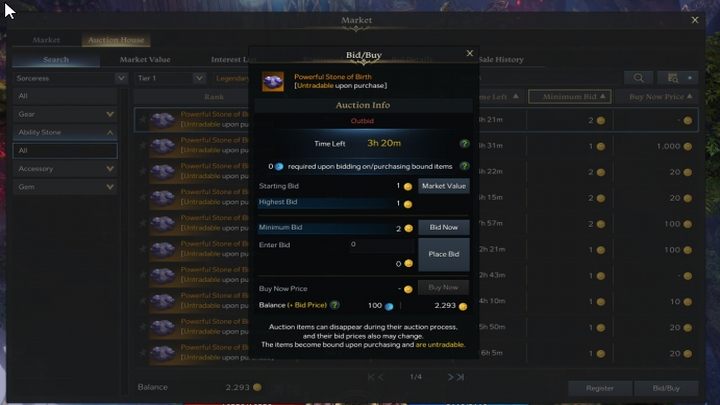 Auction House to miejsce, gdzie odbywa się handel elementami wyposażenia: rynsztunek, biżuteria, klejnoty (gems) oraz Ability Stones - Lost Ark: Auction House i Market - Lost Ark - poradnik do gry