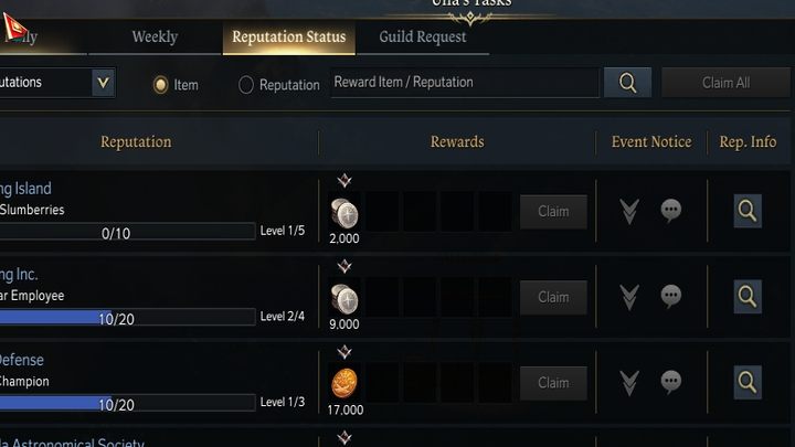 Nagrody za Reputation status to najważniejsze źródło przychodu i cennych nagród - Lost Ark: Unas Tasks - informacje - Lost Ark - poradnik do gry