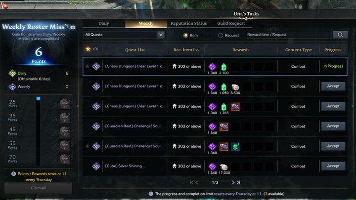 Za wykonywanie zadań dziennych i tygodniowych będziecie nagradzani punktami - te przeliczane są na Unas Tokens - Lost Ark: Unas Tasks - informacje - Lost Ark - poradnik do gry