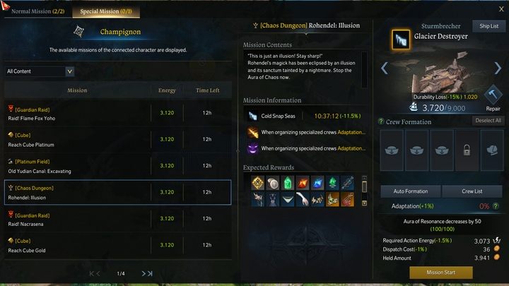 Misje te kosztują około 3k jednostek energii Twierdzy, a nagrody są uzależnione od tego, jaką wyprawę wybierzecie - nie wystarczy przykładowo ukończyć dowolny Guardian Raid - otrzymać możecie takie nagrody, jak za pokonanie konkretnego bossa (oczywiście wybierzcie właściwą pozycję z listy ekspedycji - Lost Ark: Dispatch (Ekspedycje) - Special Missions - Lost Ark - poradnik do gry