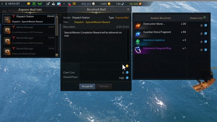 Nagrody za Special Missions otrzymacie pocztą jako załączniki do odebrania. - Lost Ark: Dispatch (Ekspedycje) - Special Missions - Lost Ark - poradnik do gry