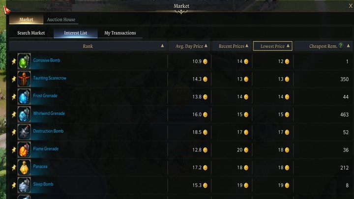Jeśli przedmioty się kończą po danej cenie, niebawem będą droższe - miejcie to na uwadze. - Lost Ark: Zarabianie złota na Trade Skills - Lost Ark - poradnik do gry
