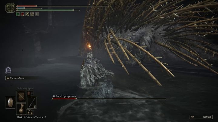 Gdy zadacie hipopotamowi wystarczającą ilość obrażeń, bestia na moment padnie ciężko dysząc na ziemię - Shadow of the Erdtree: Jak pokonać bossa Złoty hipopotam (Golden Hippopotamus)? - Elden Ring - poradnik do gry