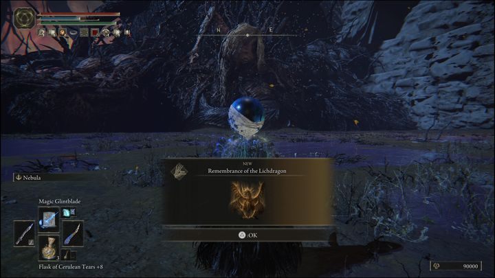 Za pokonanie Drakolicza Fortissaxa (Lichdragon Fortissax) otrzymacie Wizerunek Drakolicza (Remembrance of the Lichdragon) oraz 90000 Run - Elden Ring: Drakolicz Fortissax (Lichdragon Fortissax) - boss, jak pokonać? - Elden Ring - poradnik do gry