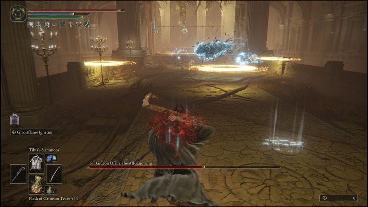 W pierwszej kolejności powinniście uważać na trzy złote dyski - Elden Ring: Sir Gideon Ofnir, Wszechwiedzący (Sir Gideon Ofnir, the All-Knowing) - boss, jak pokonać? - Elden Ring - poradnik do gry