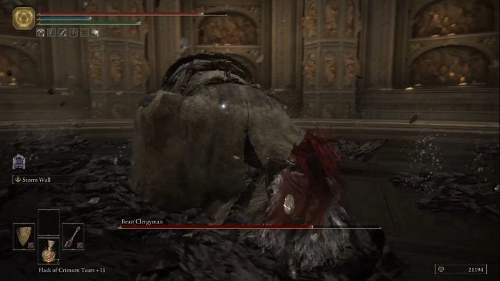 Kiedy przeciwnik weźmie sztylet w zęby i wzniesie ręce do góry, znaczy to, że wykona obszarowy atak z udziałem dużych kamieni - Elden Ring: Maliketh, Czarna Klinga (Maliketh, the Black Blade) - boss, jak pokonać? - Elden Ring - poradnik do gry