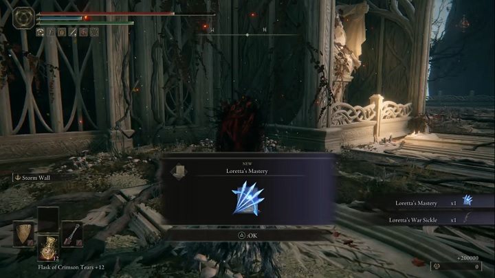 Za pokonanie Loretty, rycerza Świętego Drzewa otrzymacie Runy (200 000) oraz czar Mistrzostwo Loretty (Lorettas Mastery) i Sierp bojowy Loretty (Lorettas War Sickle) - Elden Ring: Loretta, rycerz Świętego Drzewa (Loretta, Knight of the Haligtree) - boss, jak pokonać? - Elden Ring - poradnik do gry