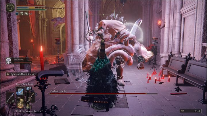 Jeśli posiadacie wolno ładujące zaklęcia, warto z nich skorzystać na początku - Elden Ring: Szlachcic boskiej skóry (Godskin Noble) - boss, jak pokonać? - Elden Ring - poradnik do gry