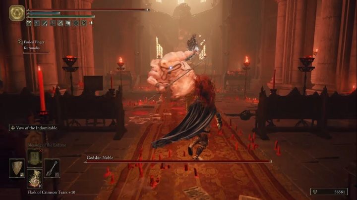 Pierwsze co warto zrobić, to przygotować się na atak kulą ognia - Elden Ring: Szlachcic boskiej skóry (Godskin Noble) - boss, jak pokonać? - Elden Ring - poradnik do gry