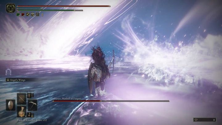 Najgroźniejszym atakiem Metyry są ogromne obracające się lasery, których używa po uniesieniu się w powietrze świecąc - Shadow of the Erdtree:Jak pokonać bossa Metyra, Matka Palców (Metyr, Mother of Fingers)? - Elden Ring - poradnik do gry