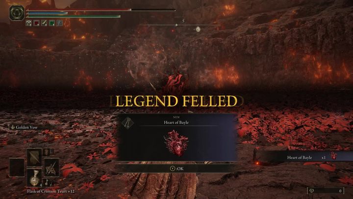 Za pokonanie bossa otrzymacie 490,000 run oraz Serce Baylea (Heart of Bayle) - Shadow of the Erdtree: Jak pokonać bossa Bayle Groza (Bayle the Dread)? - Elden Ring - poradnik do gry