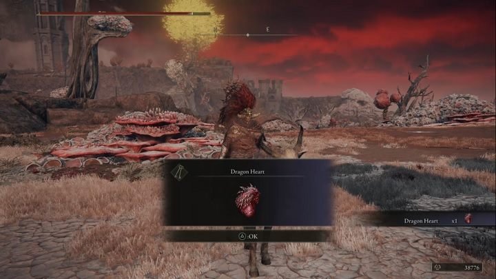 Za pokonanie Rozkładającego się Ekzykesa otrzymacie Runy (38 000) oraz Smocze serce (Dragon Heart) - Elden Ring: Rozkładający się Ekzykes (Decaying Ekzykes) - boss, jak pokonać? - Elden Ring - poradnik do gry