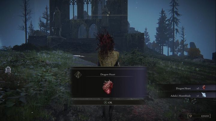 Za pokonanie Aduli, błyskamiennego smoka otrzymacie Runy (120 000), Smocze serce (Dragon Heart) oraz czar Księżycowe ostrze Aduli (Adulas Moonblade) - Elden Ring: Adula, błyskamienny smok (Glinstone Dragon Adula) - boss, jak pokonać? - Elden Ring - poradnik do gry