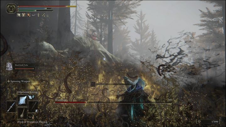 Uważajcie również na jego chmurę śmierci, bo przebywanie w niej zbyt długo spowoduje, że zginiecie, gdy pasek się zapełni, nie ważne jak dużo życia będziecie posiadali - Elden Ring: Robaczywa Gęba (Wormface) - boss, jak pokonać? - Elden Ring - poradnik do gry