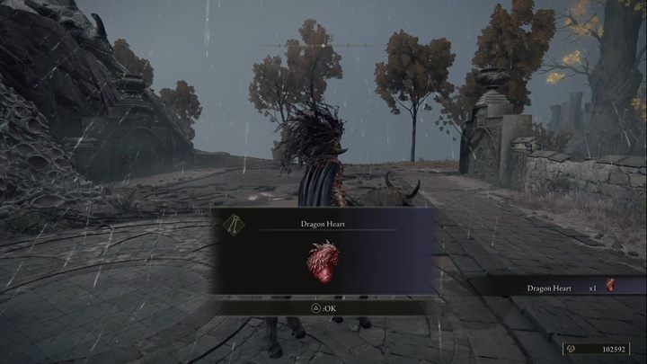 Za pokonanie Latającego smoka Greyll otrzymacie Runy (80 000) oraz Smocze serce (Dragon Heart) - Elden Ring: Latający smok Greyll (Flying Dragon Greyll) - boss, jak pokonać? - Elden Ring - poradnik do gry