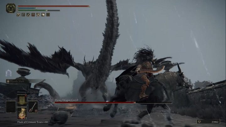 Greyll lubi też wzbić się do góry, aby następnie ciężko wylądować - Elden Ring: Latający smok Greyll (Flying Dragon Greyll) - boss, jak pokonać? - Elden Ring - poradnik do gry