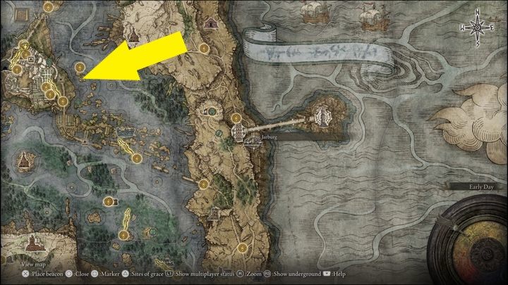 Pierwszy raz spotkacie inną odmianę bossa w Jeziornej Liurnii (Liurnia of the Lakes), a dokładniej obok miejsca łaski Północna brama miasta (Gate Town North) - Elden Ring: Ptak śmierci / Ptak rytuału śmierci (Death Bird / Death Rite Bird)- boss, jak pokonać? - Elden Ring - poradnik do gry