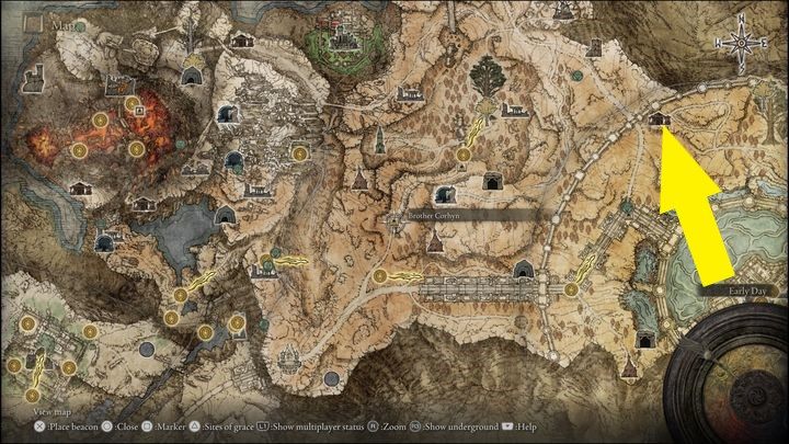 Trzecia wersja bossa znajduje się w Płaskowyżu Altus (Altus Plateau), a dokładniej w Szopie pustelniczego kupca (Hermit Merchants Shack) - Elden Ring: Bell Bearing Hunter (Łowca dzwonków kulistych) - boss, jak pokonać? - Elden Ring - poradnik do gry