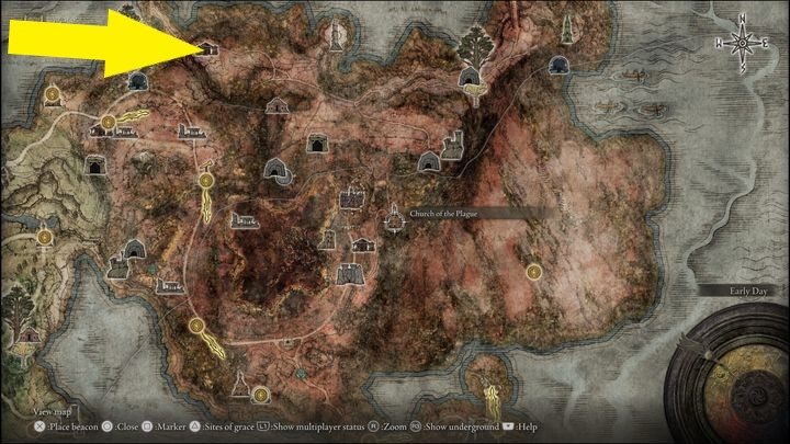 Ostatnia wersja bossa znajduje się w Caelid, a dokładniej w Szopie odosobnionego kupca (Isolated Merchants Shack) - Elden Ring: Bell Bearing Hunter (Łowca dzwonków kulistych) - boss, jak pokonać? - Elden Ring - poradnik do gry