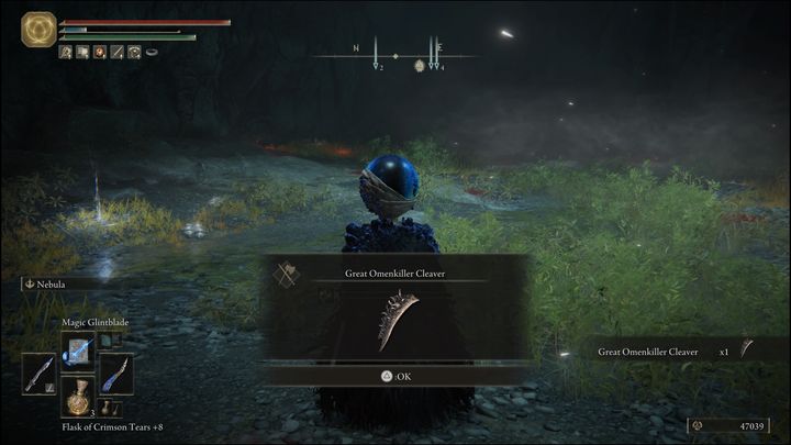 Natomiast za pokonanie Zabójcy Omenów (Omenkiller) oraz Mirandy, Splugawionego kwiata (Miranda the Blighted Bloom) otrzymacie broń, Wielki tasak Zabójcy Omenów (Great Omenkiller Cleaver) i 8400 Run - Elden Ring: Miranda, Splugawiony kwiat (Miranda the Blighted Bloom) - boss, jak pokonać? - Elden Ring - poradnik do gry