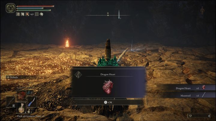 Za pokonanie wersji bossa, która znajduje się w Caelid, otrzymacie Serce Smoka (Dragon Heart), broń typu katana, Woal księżyca (Moonveil) oraz 7500 Run - Elden Ring: Magmowy Żmij Makar (Magma Wyrm Makar) - boss, jak pokonać? - Elden Ring - poradnik do gry