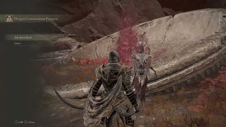 Porozmawiajcie z nią o Bayleu, wielkim, straszliwym smoku, aby pchnąć zadanie do przodu - Shadow of the Erdtree: Kapłanka Smoczej Komunii Florissax - solucja, opis przejścia - Elden Ring - poradnik do gry