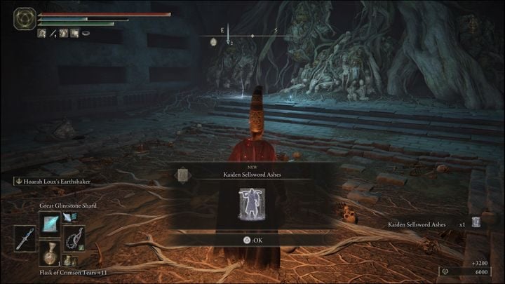 Za pokonanie czwartej wersji bossa, która znajduje się w Caelid, a dokładniej w Katakumbach Pomniejszego Złotego Drzewa (Minor Erdtree Catacombs) otrzymacie Prochy oszalałego dyniogłowego (Mad Pumpkin Head Ashes) oraz 7400 Run - Elden Ring: Ogar Pogrzebowego Złotego Drzewa (Erdtree Burial Watchdog) - boss, jak pokonać? - Elden Ring - poradnik do gry