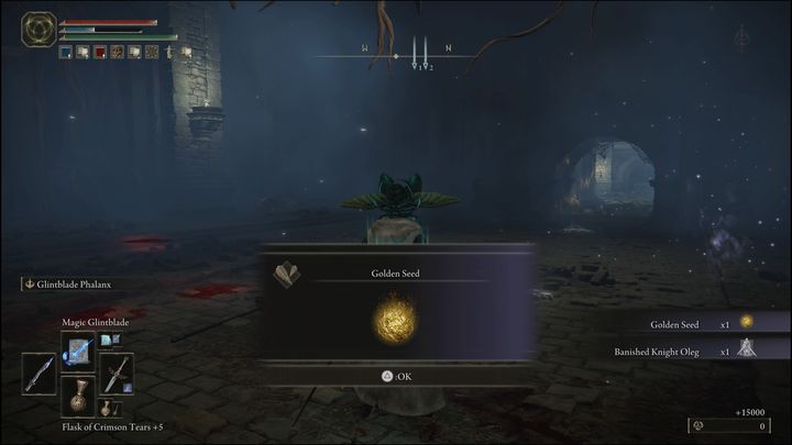 Za pokonanie Ducha owrzodzonego drzewa (Ulcerated Tree Spirit) w Pogrobnie (Limgrave) otrzymacie Złote nasiono (Golden Seed) oraz prochy Wypędzonego rycerza Olga (Banished Knight Oleg) - Elden Ring: Duch owrzodzonego drzewa (Ulcerated Tree Spirit) - boss, jak pokonać? - Elden Ring - poradnik do gry