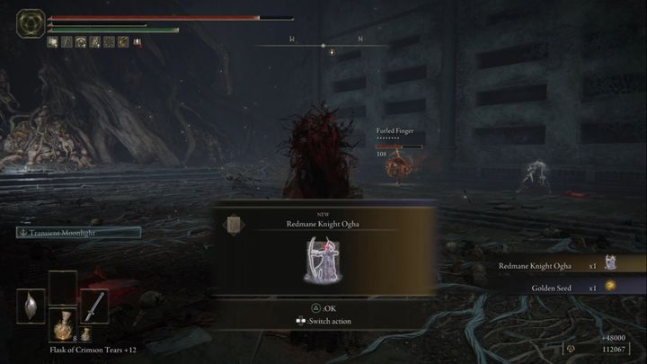 Za pokonanie Ducha zgniłego drzewa (Putrid Tree Spirit) w Caelid otrzymacie Złote nasiono (Golden Seed) oraz prochy ducha, Ogha, Rycerza Lwiej Grzywy (Redmane Knight Ogha) - Elden Ring: Duch owrzodzonego drzewa (Ulcerated Tree Spirit) - boss, jak pokonać? - Elden Ring - poradnik do gry