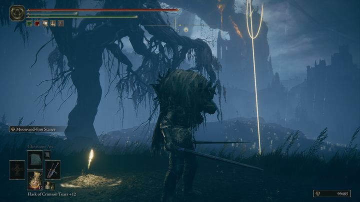 Zaczynając od Spalonych ruin, udajcie się na północny zachód, omijając przy tym olbrzymiego, płonącego przeciwnika - Shadow of the Erdtree: Wszystkie Miejsca łaski w głównych regionach - Elden Ring - poradnik do gry