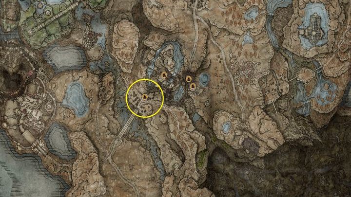 Zaczynając z miejsca łaski krzyż na trójdrożu, udajcie się na północny wschód, w stronę Wielkiego mostu Ellac - Shadow of the Erdtree: Wszystkie Miejsca łaski w głównych regionach - Elden Ring - poradnik do gry