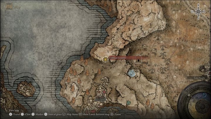 Aby dostać się na urwisko, musicie przed miejscem łaski Krzyż głównej bramy, skręcić w lewo, w stronę kanionu - Shadow of the Erdtree: Wszystkie Miejsca łaski w głównych regionach - Elden Ring - poradnik do gry