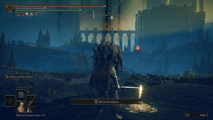 Krzyż przy gościńcu znajduje się za areną, na której walczyliście z bossem Rellana, Rycerz bliźniaczych księżyców - Shadow of the Erdtree: Wszystkie Miejsca łaski w głównych regionach - Elden Ring - poradnik do gry