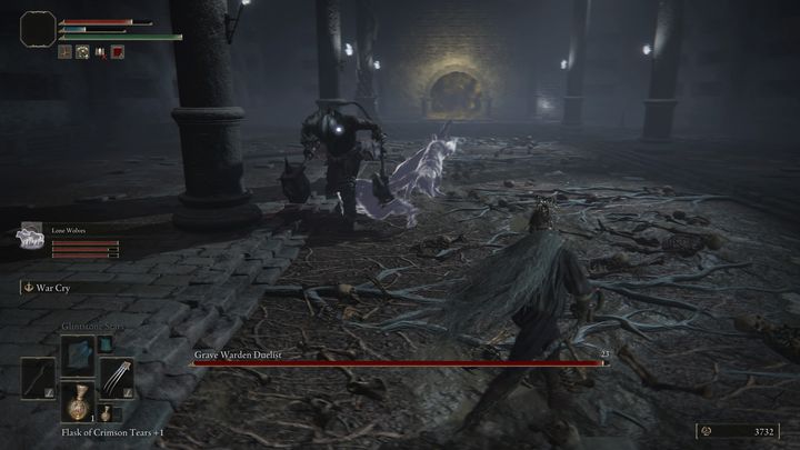 Dobrze byłoby przed rozpoczęciem walki wybrać większą ilość butelek modrych łez odnawiających manę - Elden Ring: Strażnik Grobów, pojedynkowicz (Grave Warden Duelist) -boss, jak pokonać? - Elden Ring - poradnik do gry