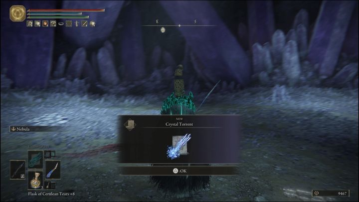 Kryształową strugę otrzymacie za pokonanie Trio krysztalników (Crystallians Trio) w Selliańskiej kryjówce (Sellia Hideaway) - Elden Ring: Czary i Inkantacje (Caelid) - lista wszystkich - Elden Ring - poradnik do gry